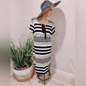 Tommy Hilfiger Black and White Striped Knit Dress